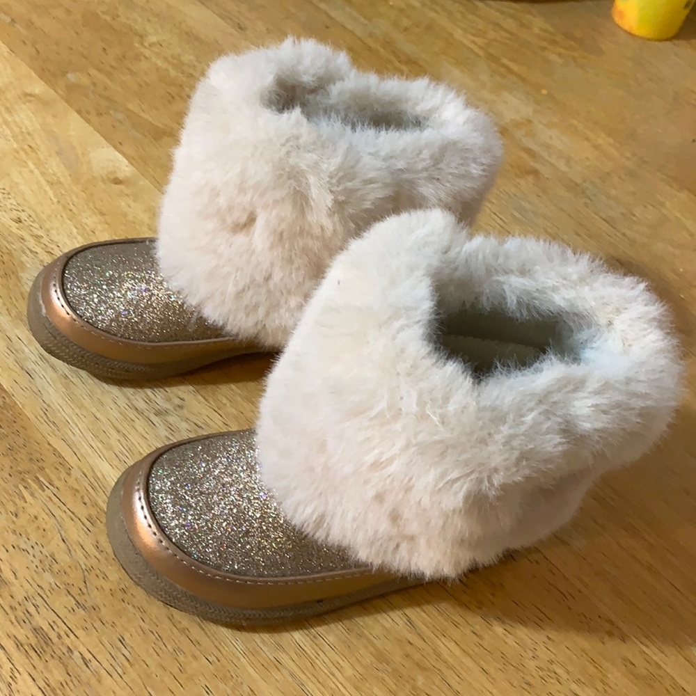 Tan glitter color kid boots
